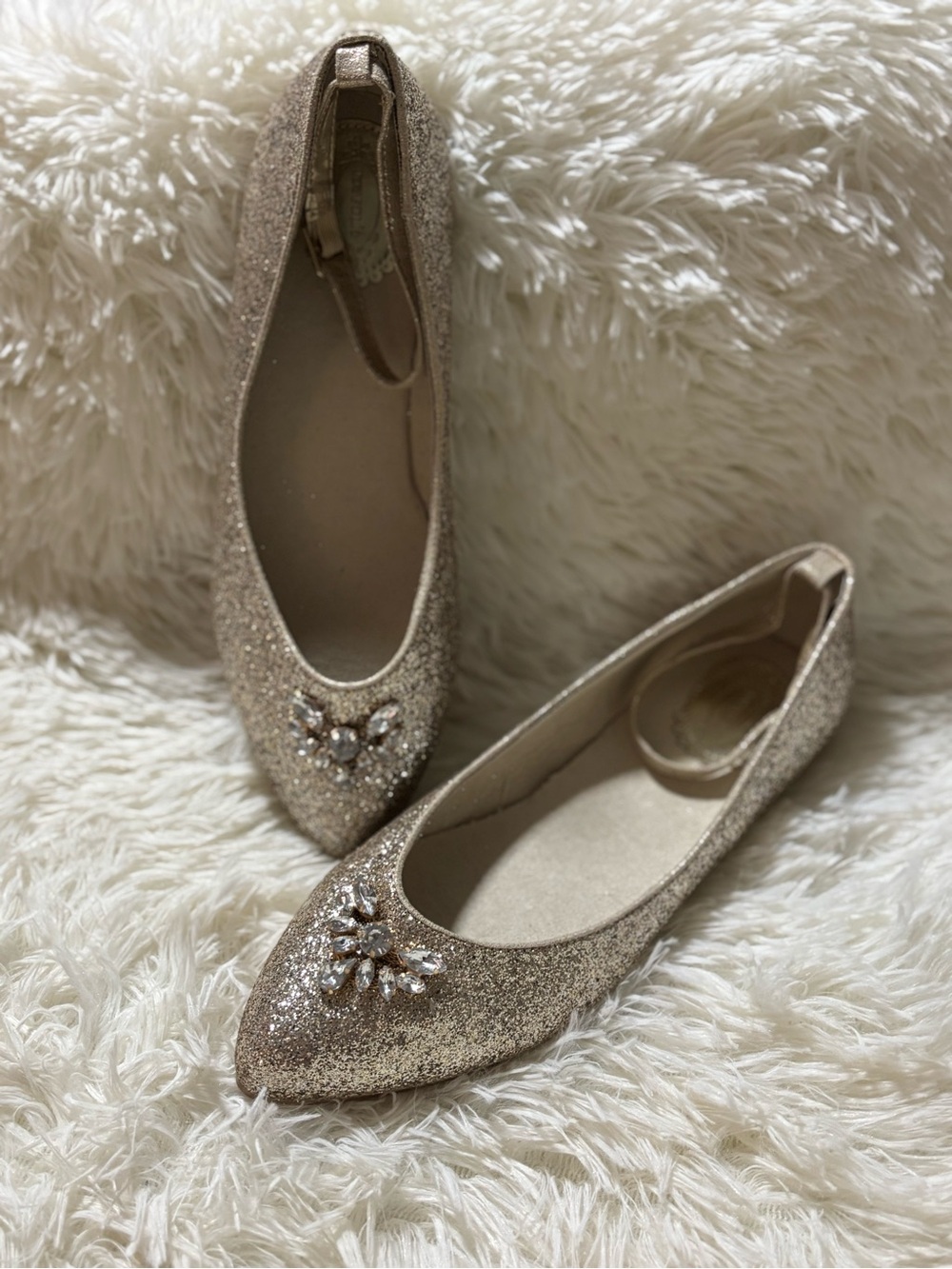 Glitter Pointed Toe Flats with Embellishment - Gold - Picture 14 of 14